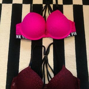2 Victoria secret push up pigeonnant bras